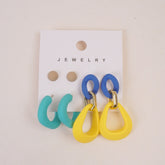 Woman's  Flower Design Earring 6pcs Set Yellow